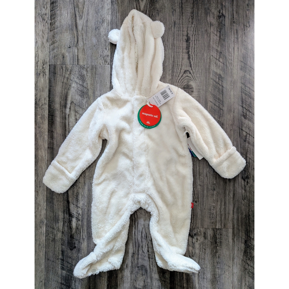 Magnetic Me White Fleece Baby One Piece